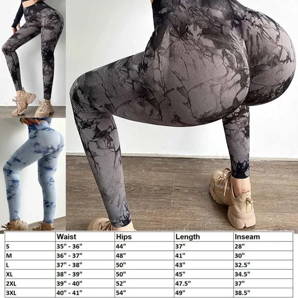 Plus Size High Waist Tie Dye Leggings Sport Yoga Gym Pants Trouser